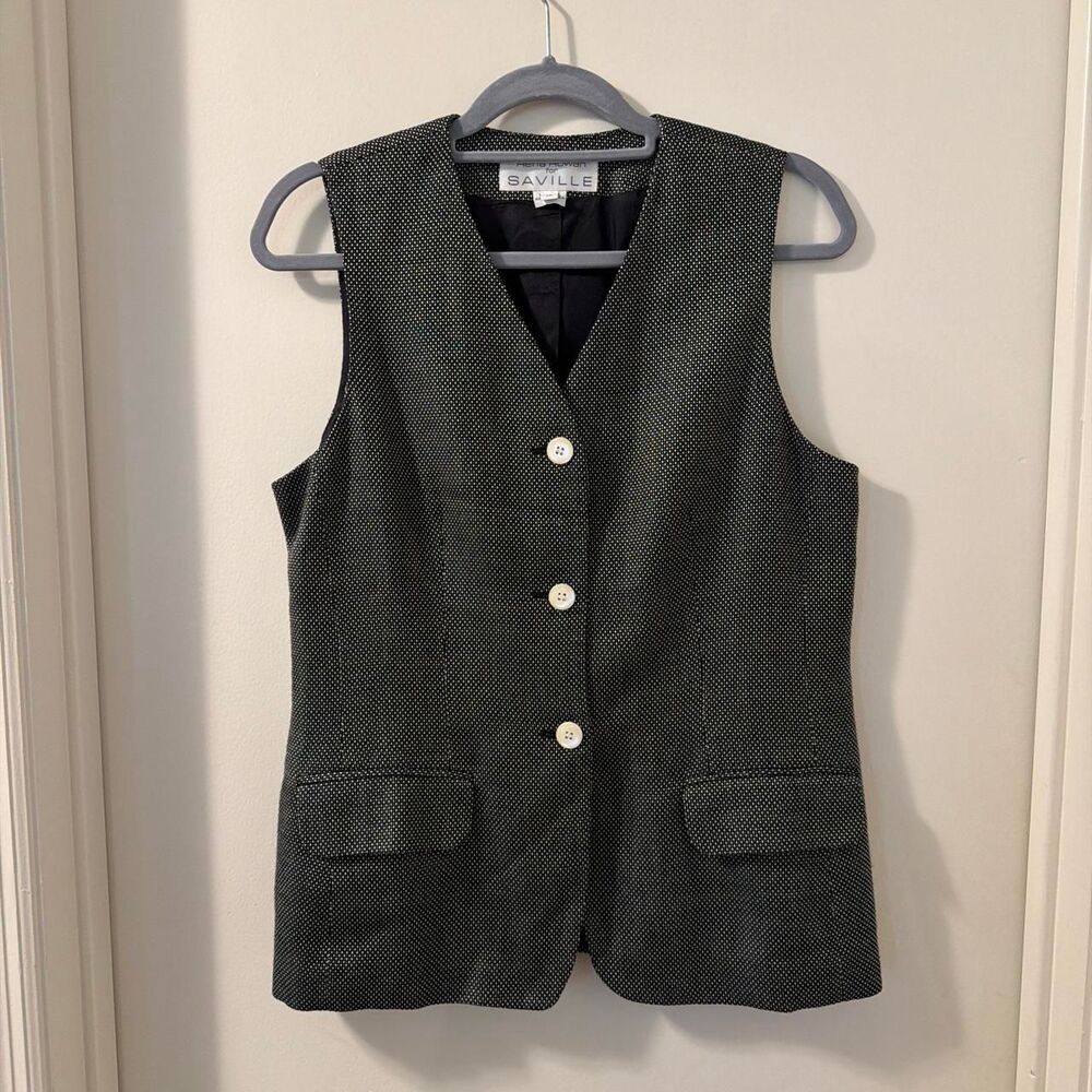 Rena Rowan for Saville Vintage 90's Women's Navy and White Vest sz L